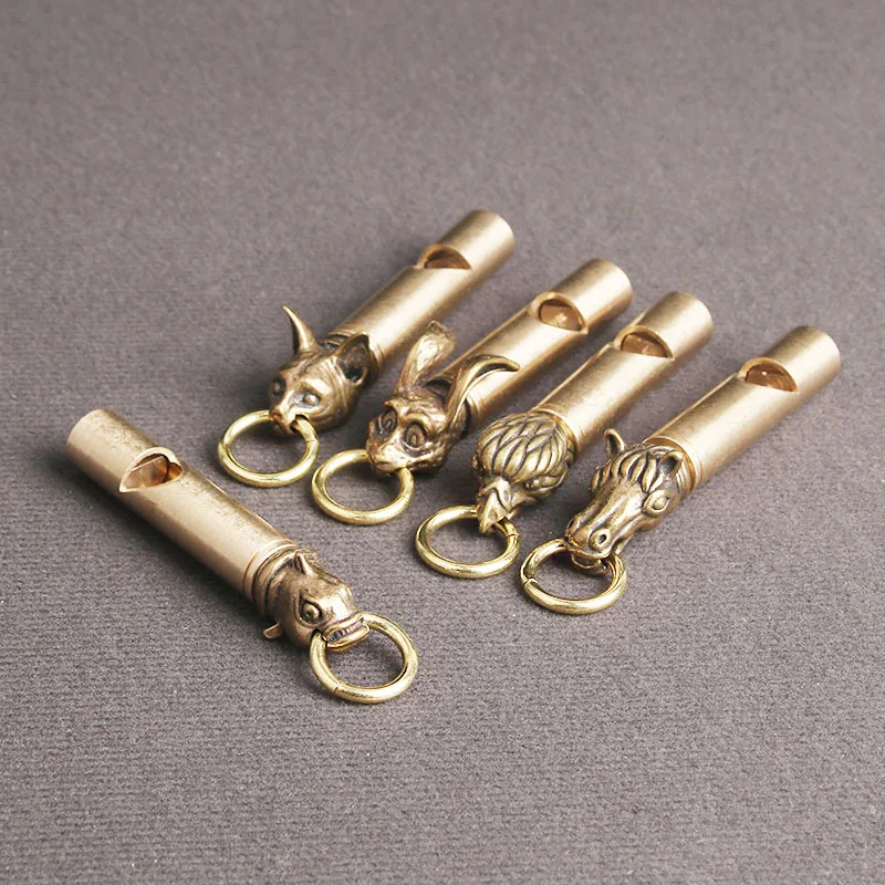 Креативный брелок для ключей из чистой латуни свисток животных выживания на