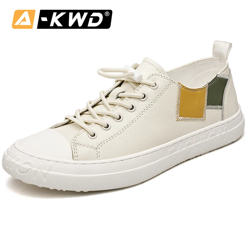 

Кроссовки мужские кожаные на резинке, модная повседневная обувь, низкие дышащие, дизайнерские, белые