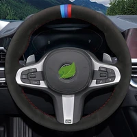 diy black suede car steering wheel cover for bmw m sport g30 g31 g32 g20 g21 x3 g01 x4 g02 x5 g05 g14 g15 g16