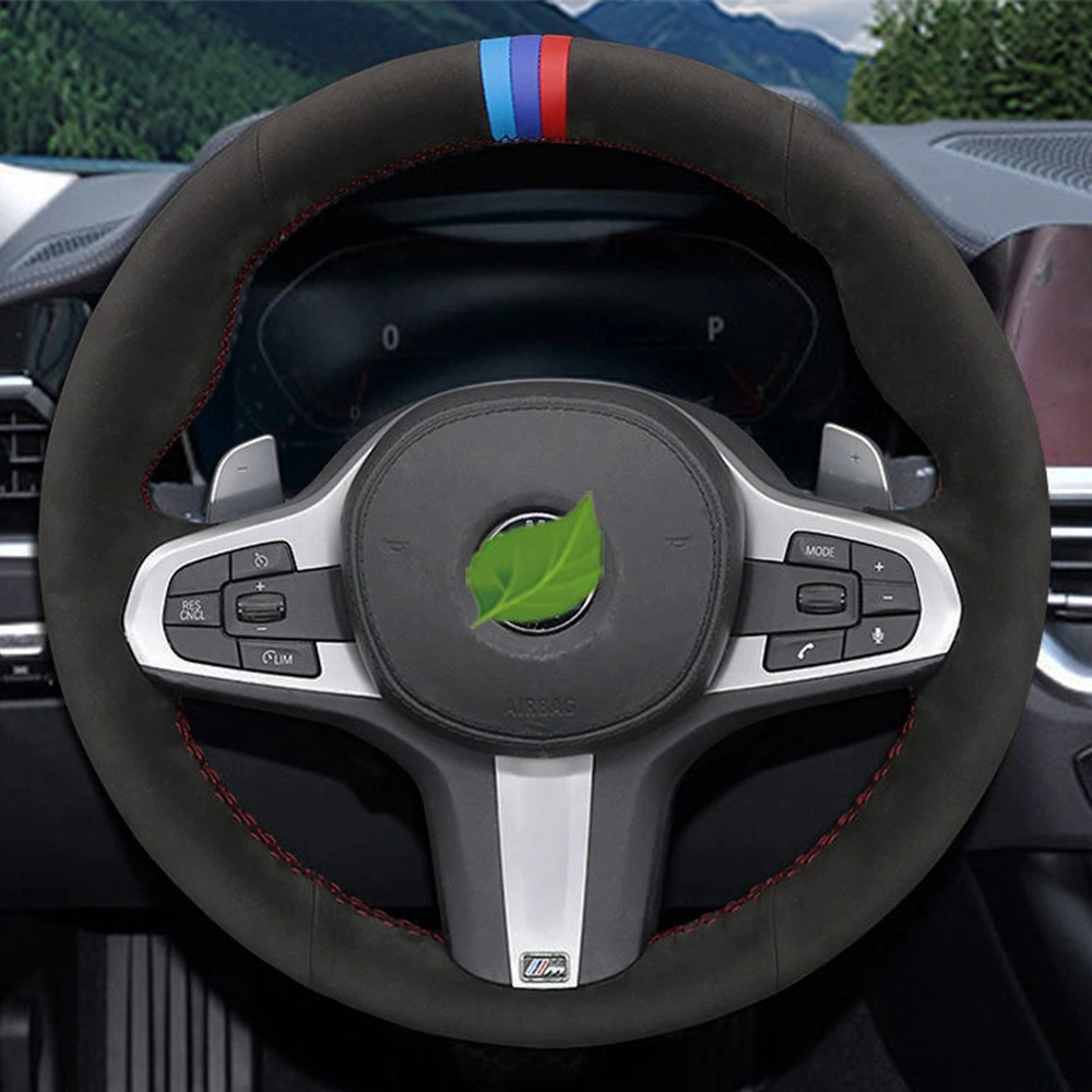 DIY черная замша чехол рулевого колеса автомобиля для BMW M спортивные G30 G31 G32 G20 G21 X3