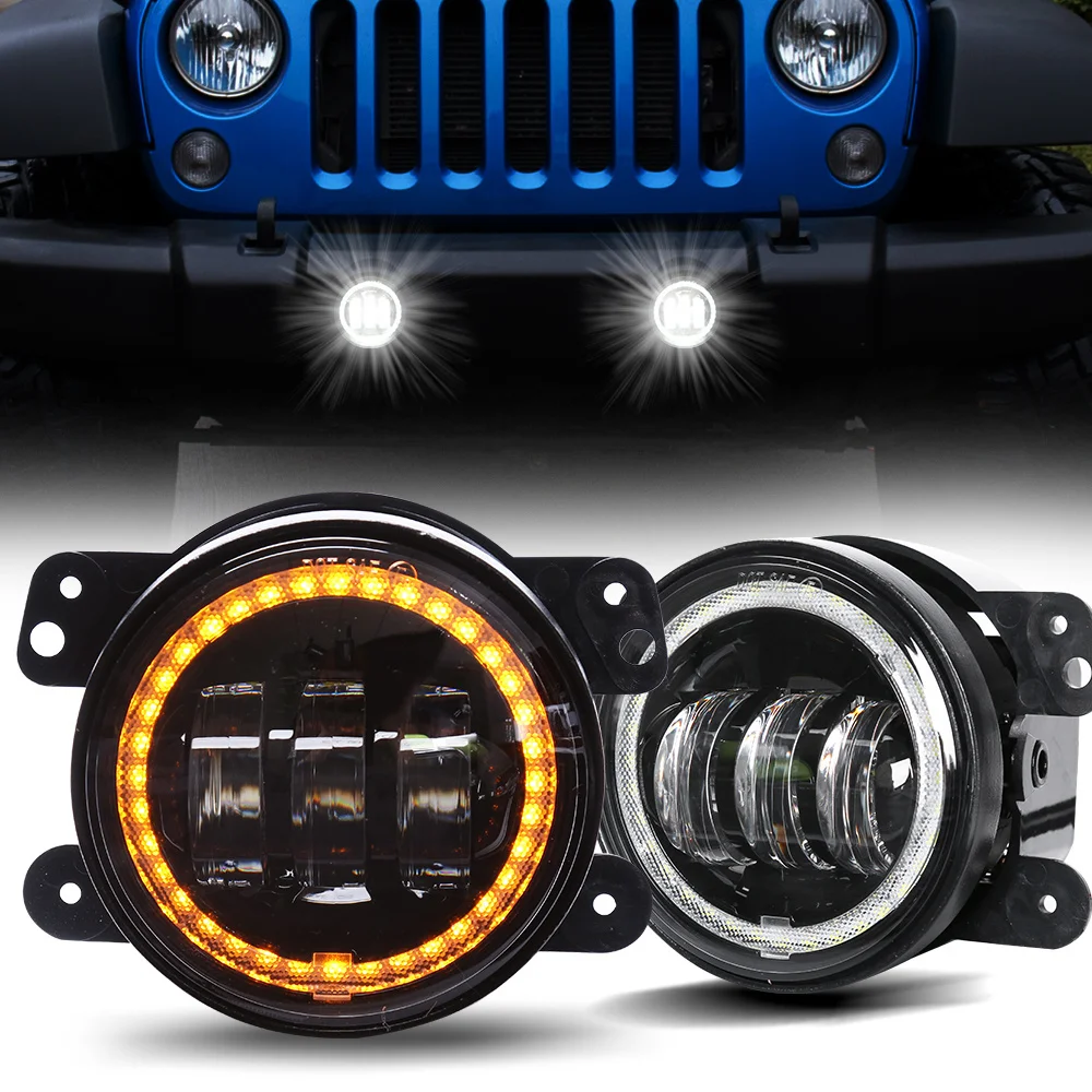 

SUP-LIGHT Pair 4 inch Round LED Fog Lights with White DRL Runing Light Amber Turn Signal Light For JK TJ CJ Jeep Wrangler 97-17+