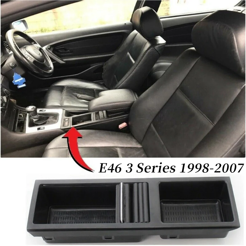 Для-BMW E46 3 серии 1998-2007 Передняя центральная консоль для хранения напитков/черный