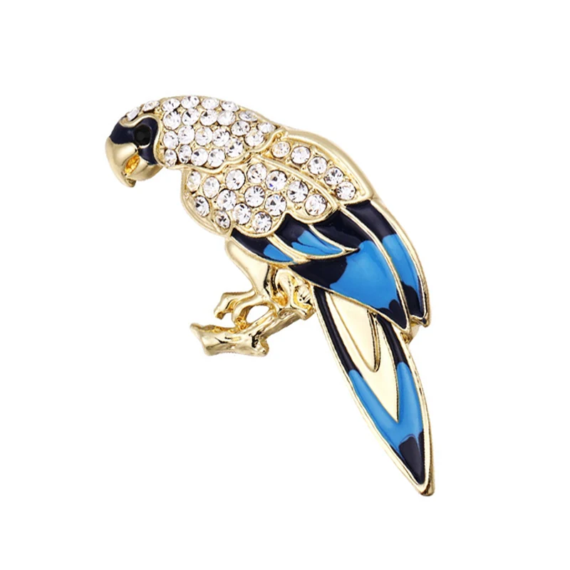 Винтажные броши с кристаллами попугай птица для женщин синий фиолетовый