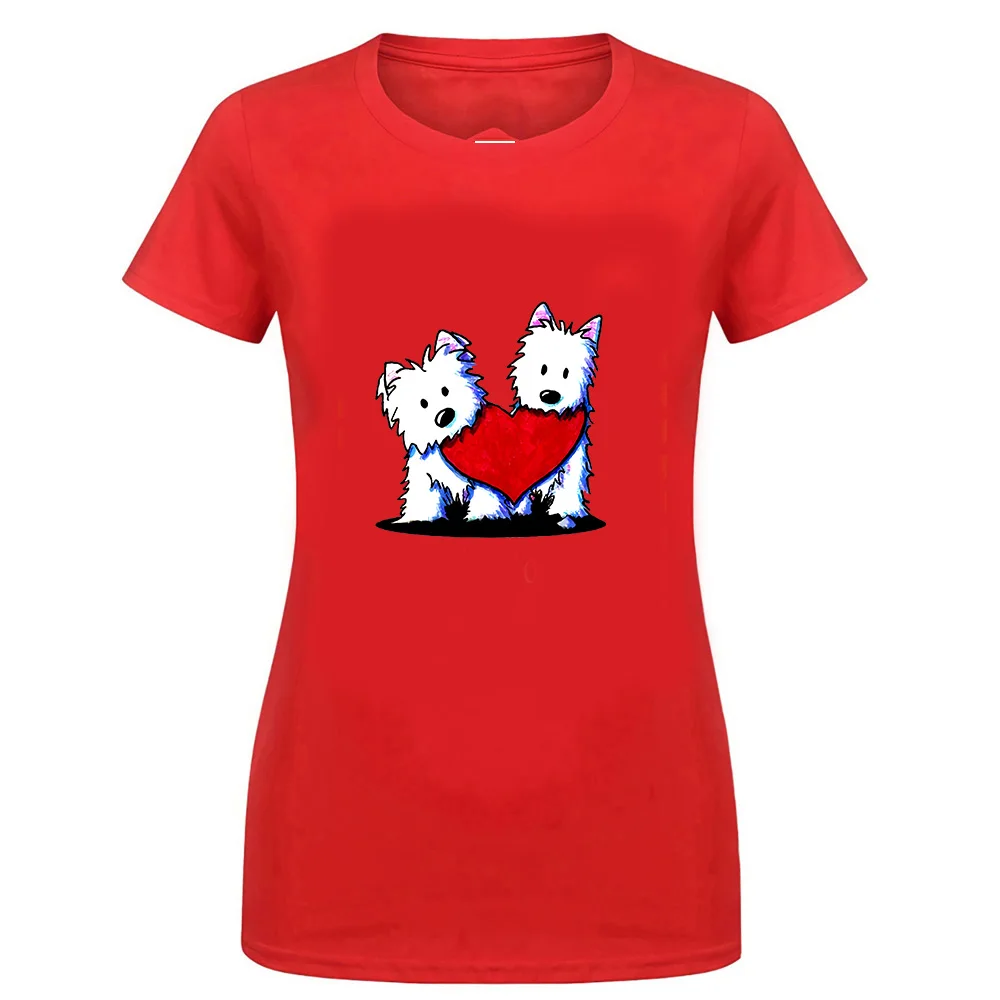 women red Футболка с надписью «Inktastic This Girl Loves Her Westie», домашние животные, Западный Хайленд, белый терьер, одежда для улицы, футболка - Цвет: women red