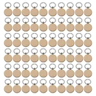 Пустые круглые деревянные брелки для ключей, 60 шт., деревянные брелки сделай сам, брелки для ключей с гравировкой, подарки сделай сам