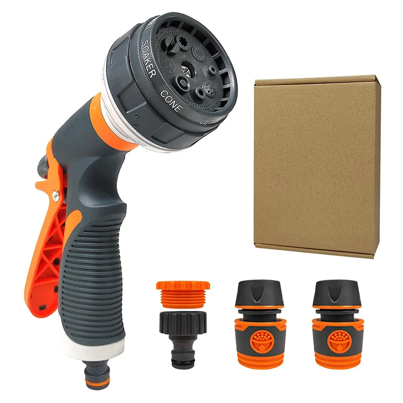 

Garden Hose Spray Gun Set 8 Patterns High Pressure Nozzles Car Wash Spray Gun for Watering Plants Car Washing Shower Pet Dog Cat