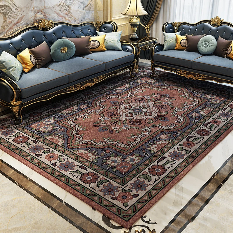 

Vintage Persian Style Living Room Carpets And Rugs European Jacquard Carpet For Bedroom Home Bedside Turkey Mat Floor Carpet