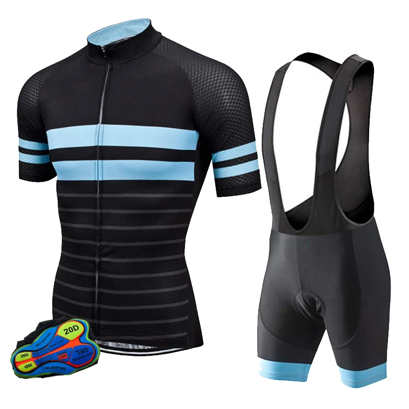 

Breathable Tight Fitting Cycling Jersey and Bib Shorts Set With Pocket Fashion Printing Cycling Clothing Short Sleeve