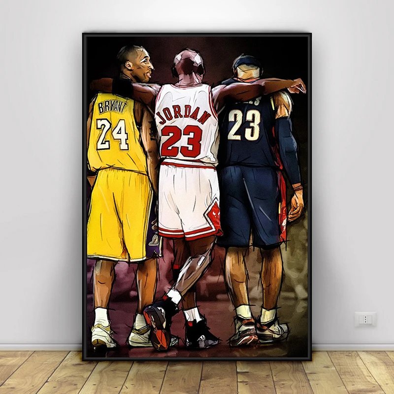 

Kobe Bryant LeBron James Basketball Star Canvas Painting Scandinavian Wall Art Pictures Prints and Posters for Living Room Decor