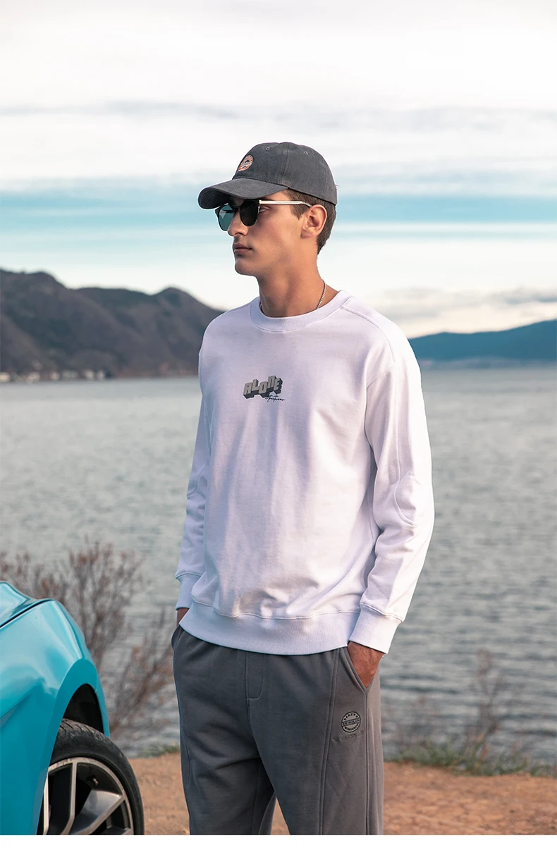 

5392 2021 men's spring and autumn new trend letter printing loose round neck casual sweatshirt