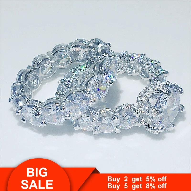 Кольцо обещание для влюбленных Vecalon винтажное обручальное кольцо из