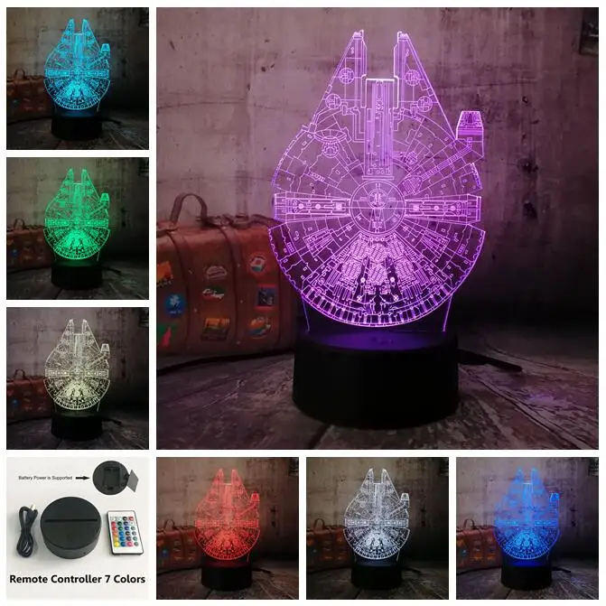 Remote one 7 Color Смотрите фильмы Звездные войны космический 3D светодиодный RGB светодиодный Ночной светильник 7 цветов Изменение сна настольная лампа украшение дома праздник для детей Рождественский подарок - Испускаемый цвет: Remote one 7 Color