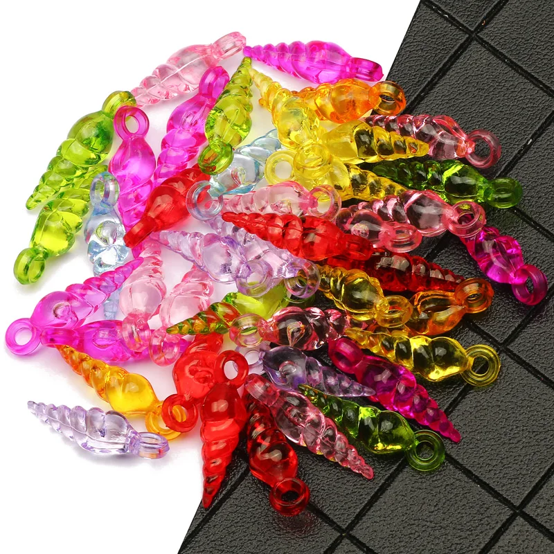 

25x7mm Color Mixed Conch Shape Transparent Acrylic Beads 30pcs/lot Loose Spacer Beads For Jewelry Making Diy Accessories
