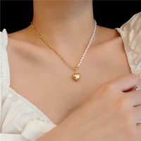 2021 new korean romatic fashion kpop pearl choker sweet necklace cute double layer chain pendant for women jewelry girl gift