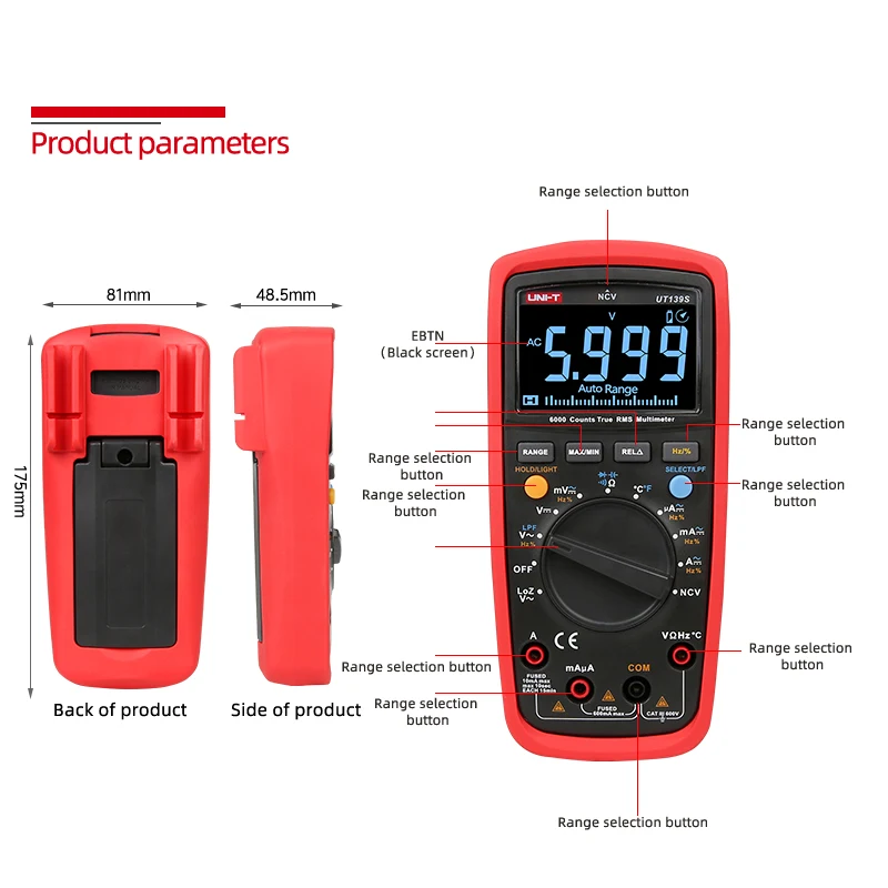 UNI-T UT139S True RMS цифровой мультиметр Температурный Зонд LPF pass LPF(фильтр низких частот) функция