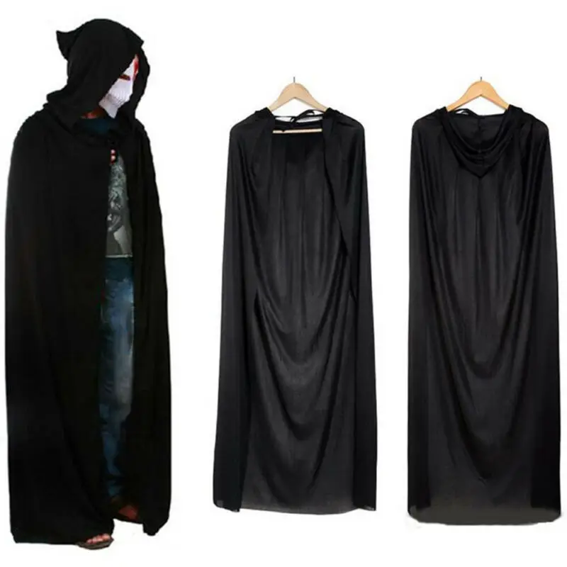 Halloween Loose Hooded Cape Adult Women Men Unisex Long Cloak Black Costume Dress Coats Gifts images - 6