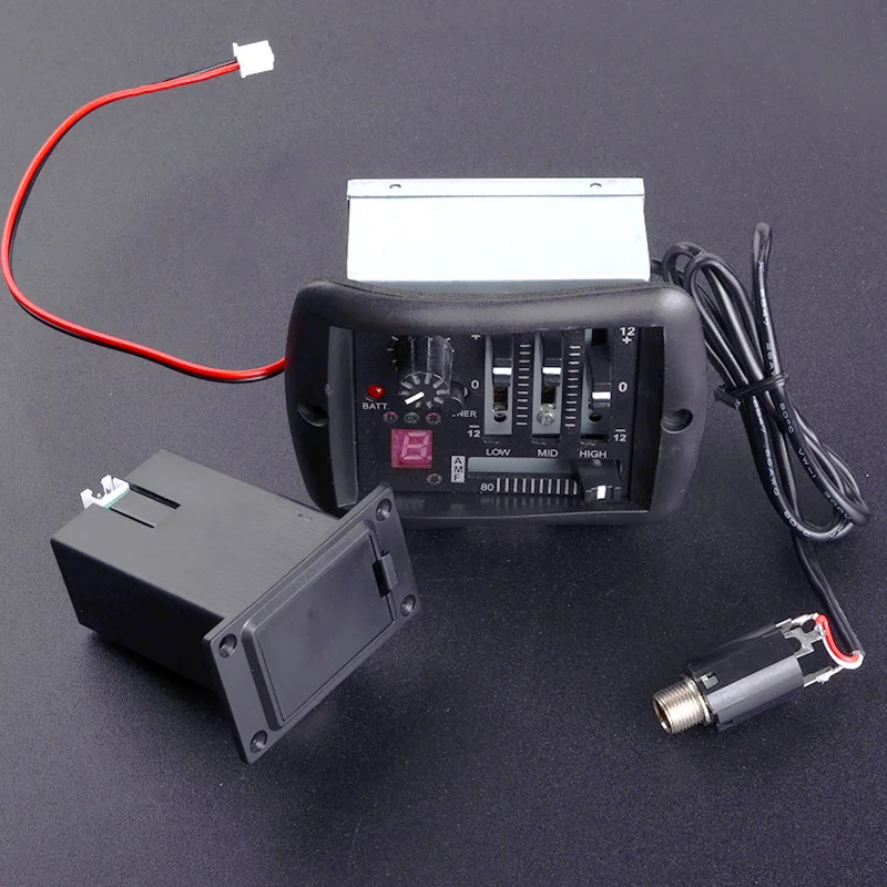 4-bandas Acoustic Guitar Preamp EQ Equalizador Piezo Pickups Captador com Sintonizador para Violão Folk Guitarra Acessórios Part