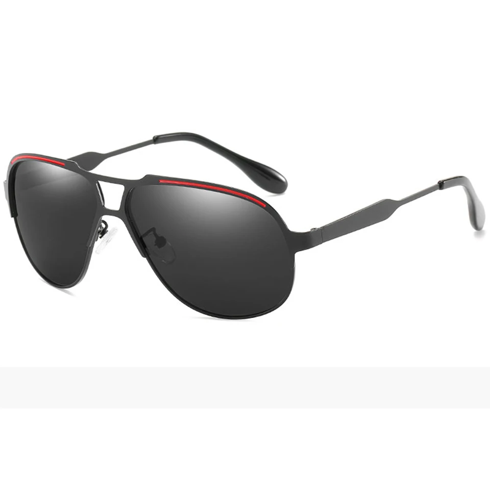 black red grey ELITERA фирменный дизайн мужские поляризованные солнцезащитные очки металлические мужские солнцезащитные очки для вождения квадратные Оттенки UV400 Мужские очки - Цвет линз: black red grey