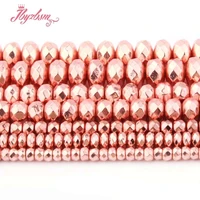 natural hematite heishi faceted rose gold stone beads 2x34x65x8mm for diy necklace bracelet jewelry making 15 free shipping