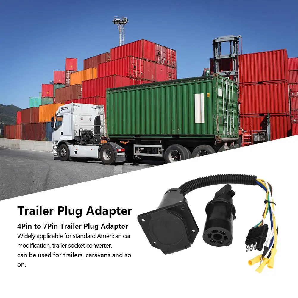 for Trailer Caravan 12V 4Pin to 7Pin Socket Adapter Plug Converter Connector Bracket accesorios automovil New | Автомобили и