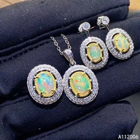 kjjeaxcmy fine jewelry 925 sterling silver natural opal earrings ring pendant necklace luxury ladies suit support testing