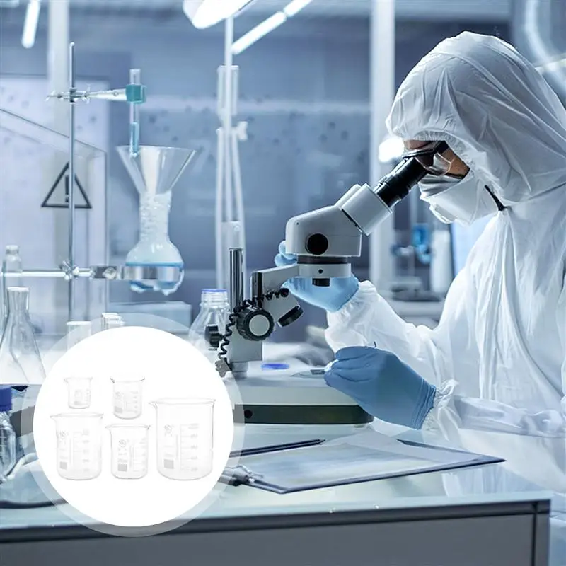 

5pcs Transparent Practical Measure Cups Measuring Cups Beakers for Laboratory School