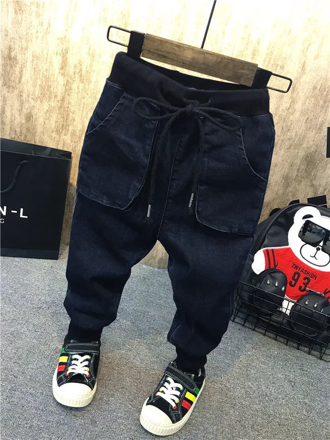 Детские джинсы весенние детские брюки повседневные с большими карманами |