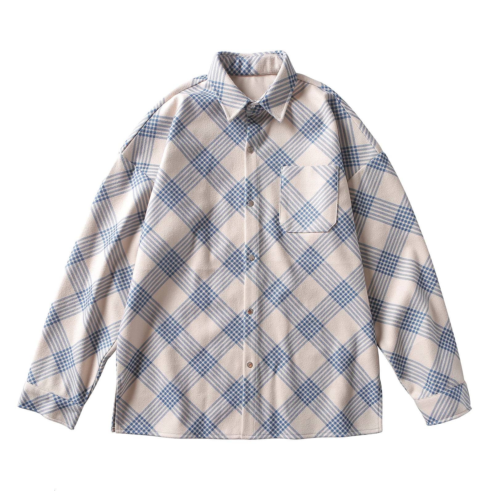 

2019 Autumn And Winter New Korean Version Of The College Wind Couple Solid Color Casual Long-sleeved Thick Printed Shirt