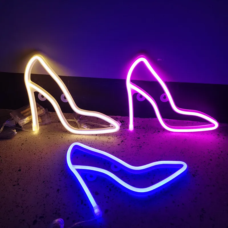 

LED Neon Light High Heel Colorful Hanging Sign Night Lamps Festival Decoration Bedroom Wall Lamp On/Off Lamp