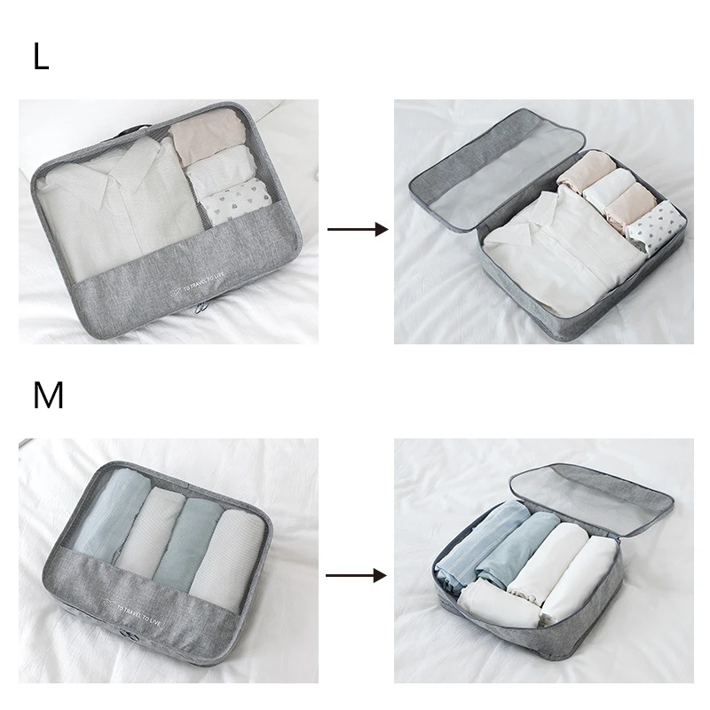7Pcs/set Travel Packing Cube Bag Organizer Clothe Mesh Storage Bag Cation Underwear Bra Sock Pouch Wash Bags Travel Accessories