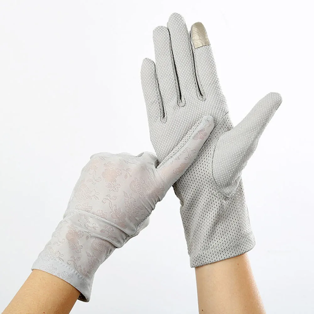 

2020 New Women Lace Sunscreen Gloves Summer Spring Lady Stretch Touch Screen Anti Uv Slip Resistant Driving Glove Breathable