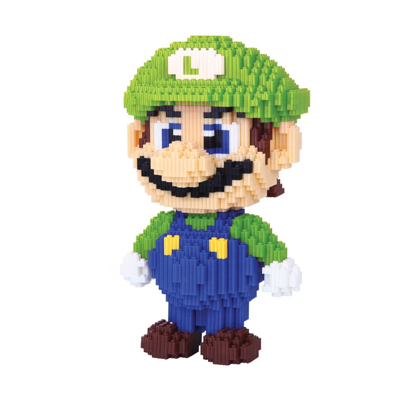 

Xizai 8624 Super Game Luigi 3D Model Figure Building Blocks Kit MarioING DIY Mini Diamond Bricks Toy for Children Kids 28cm Tall