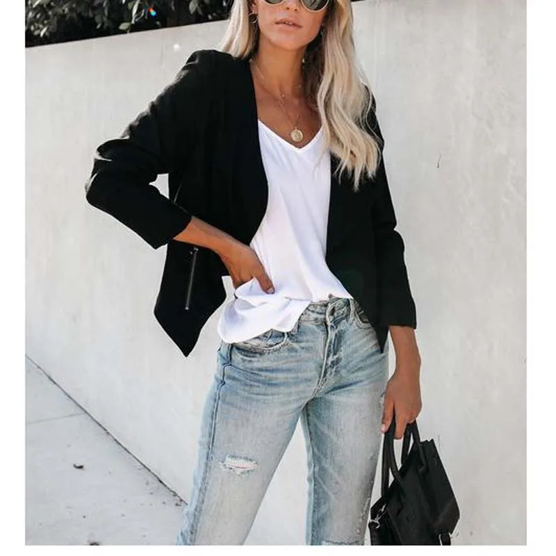 Осенняя Новая женская повседневная куртка с длинными рукавами пальто в