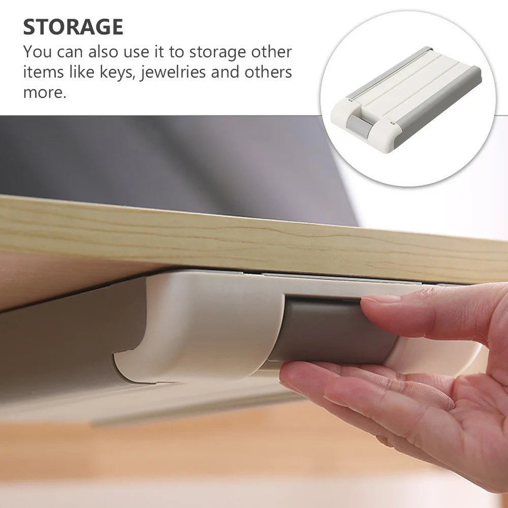 

Practical Desktop Hidden Box Adhesive Desk Drawer Storage Box for Home Office