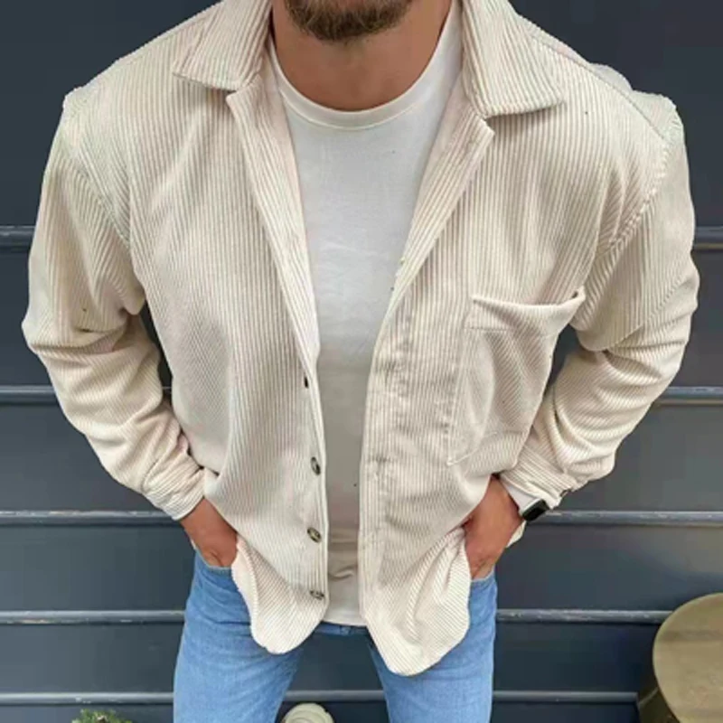 Мужская повседневная однотонная Вельветовая куртка Новинка Весна 2022