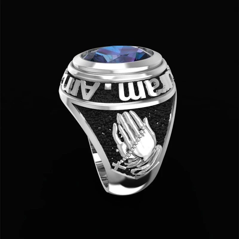 Большое овальное красное зеленое синее циркониевое молитвенное кольцо для