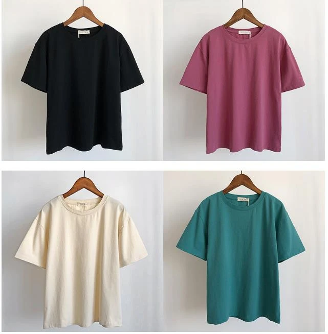 Женские хлопковые футболки с круглым вырезом повседневные Летние однотонные