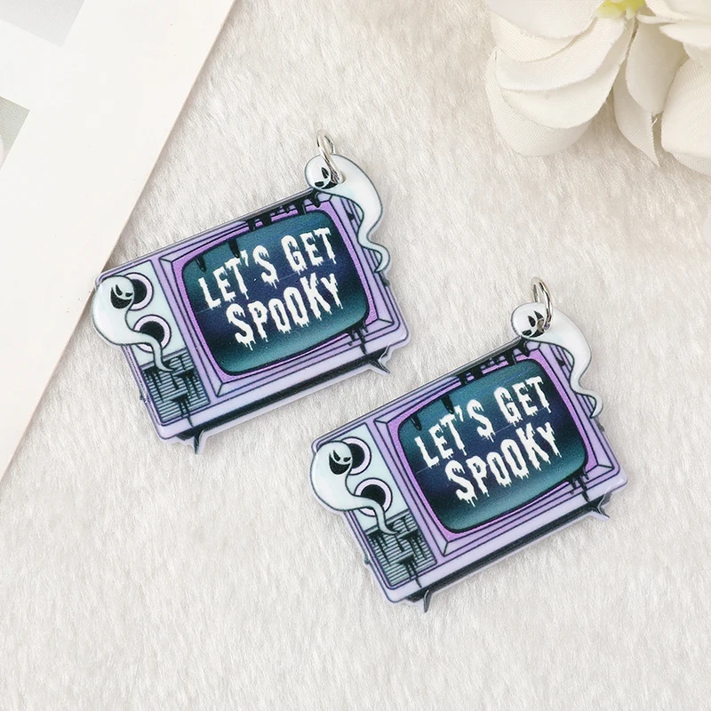 12Pcs Pastel Goth Halloween Charms Spooky TV Horror Movie Acrylic Jewlery Findings For Earring Necklace Diy Making - купить по