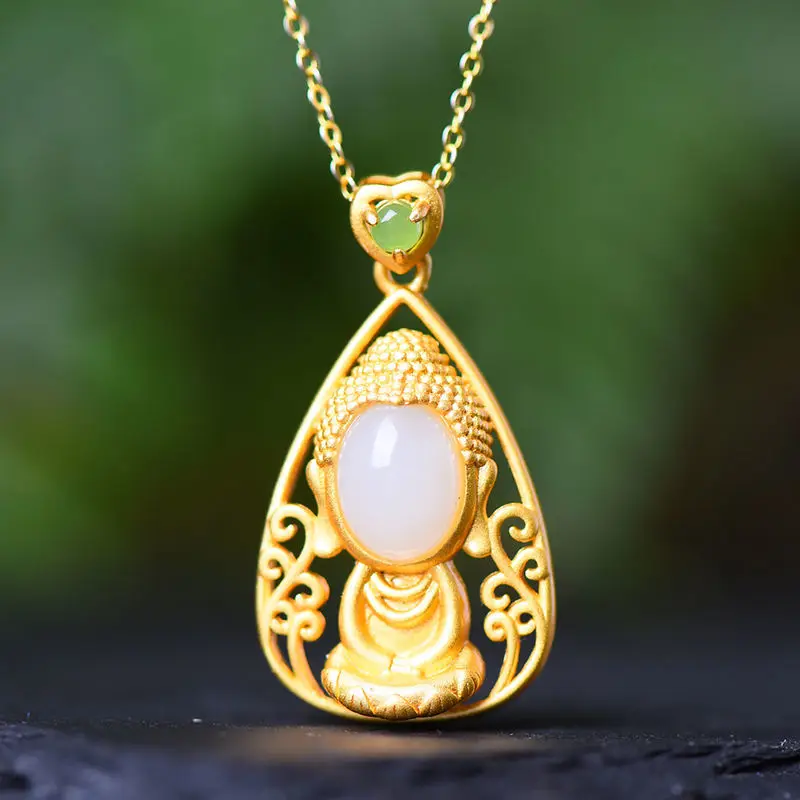 

Ожерелье с кулоном из серебра и нефрита