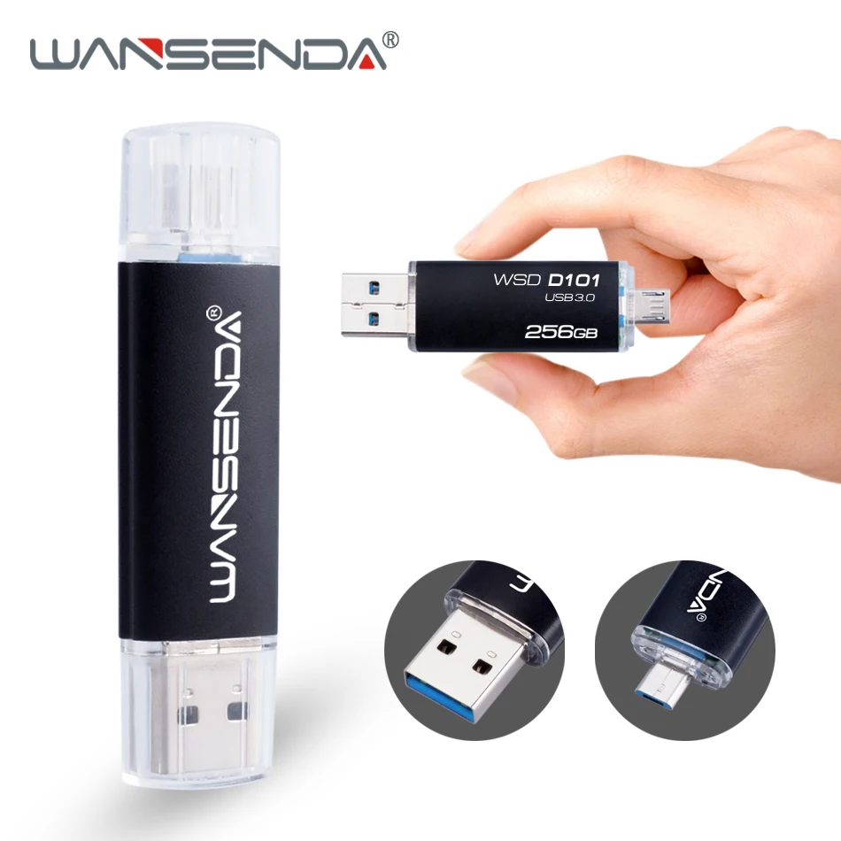 

Wansenda USB3.0 OTG Cle USB Flash Drive 16GB 32GB 64GB 128GB 256GB 2 in 1 Pendrive for Android with Micro USB External Pen Drive