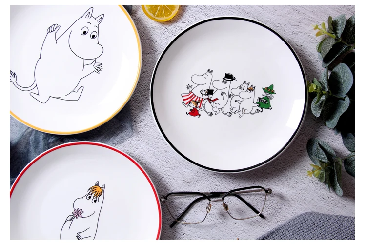 Скандинавский стиль Moomin 8 дюймов стейк керамическая тарелка рисовая чаша ложка Amy Shili мультфильм керамическая детская посуда