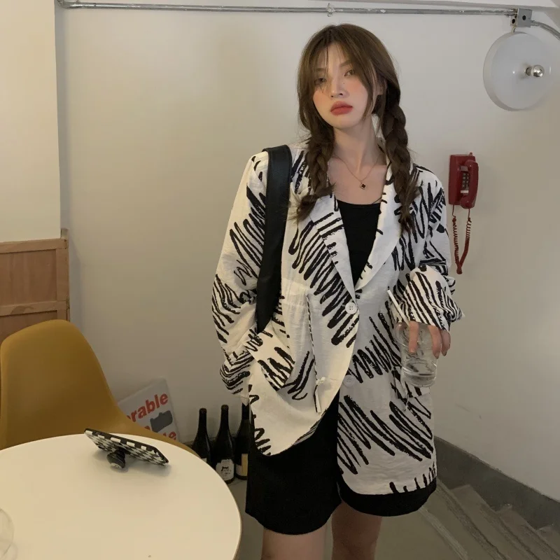 

Real Shot Cost-Effective Korean Style Printed Drawstring Loose Waist-Tight