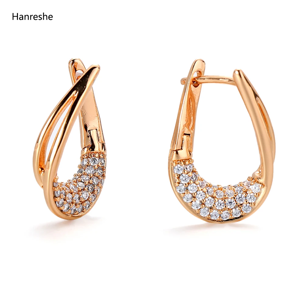 

Hanreshe Copper Hoop Earrings Hiphop Jewelry Party Small Zircon Exquisite Pretty Statement Round Gold Color Earring Woman Gift