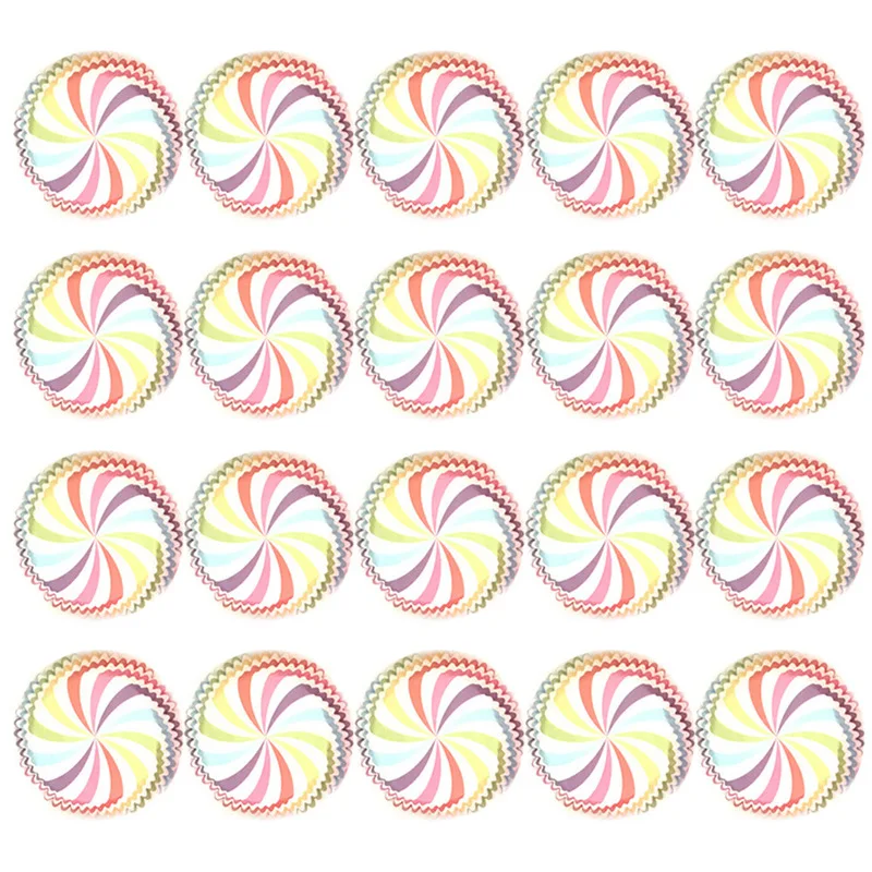 100 шт./компл. 2020 Новые Бумажные Формочки Для Маффинов и капкейков радужного цвета