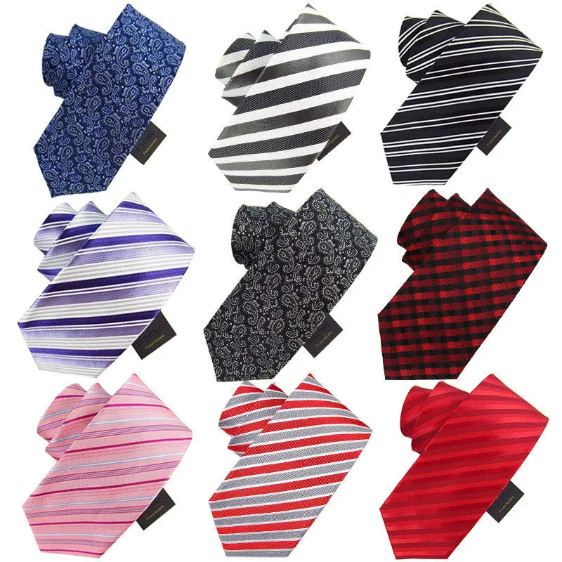 

High Quality 2019 New Fashion Ties Men Business 8cm Striped 100% Silk Tie Wedding Ties for men Designers Brand with Gift Box