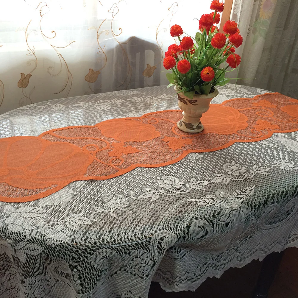 Thanksgiving Day Pumpkin Maple Lace Tablecloth Fireplace Cloth Placemat Set Table Holiday Decoration | Дом и сад