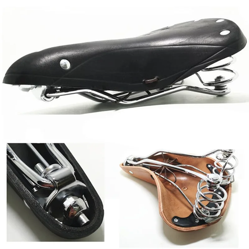 G98 black Винтажное 2628 велосипедное седло из натуральной кожи в старом стиле, велосипедное весеннее седло из натуральной кожи, автомобильное сиденье TDX-4 - Цвет: G98 black