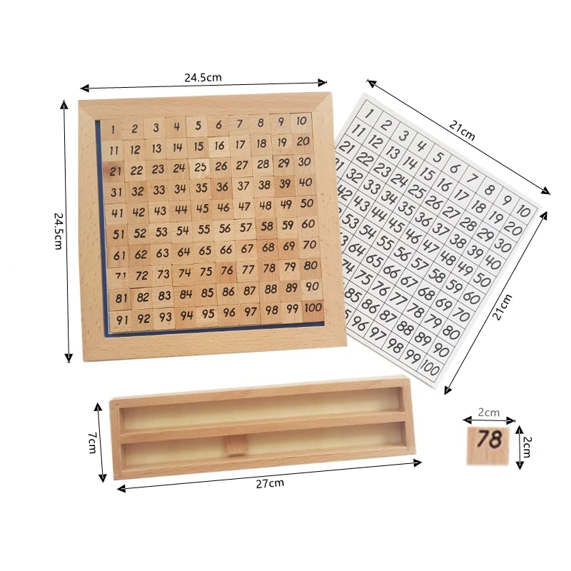 Treeyear Montessori-bloques de conteo de madera para ni&ntilde;os, puzles de bloques de matem&aacute;ticas, 1-100 n&uacute;meros sucesivos, juego educativo para ni&ntilde;os-1