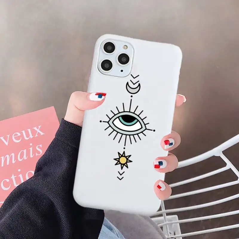 

Blue Evil eye aesthetics pattern Phone Case Candy Color for iPhone 6 7 8 11 12 s mini pro X XS XR MAX Plus