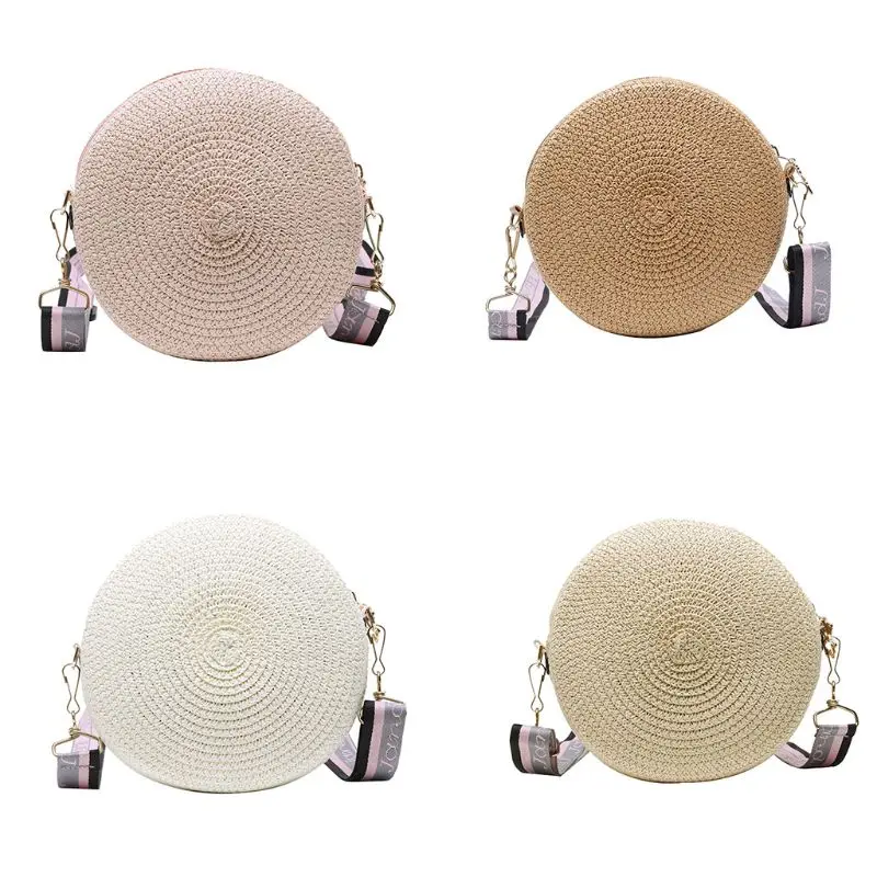 

Women Fashion Crossbody Straw Weave Round Shoulder Bag Female Casual Small Woven Shopping Tote Travel Messenger Satchel Purse